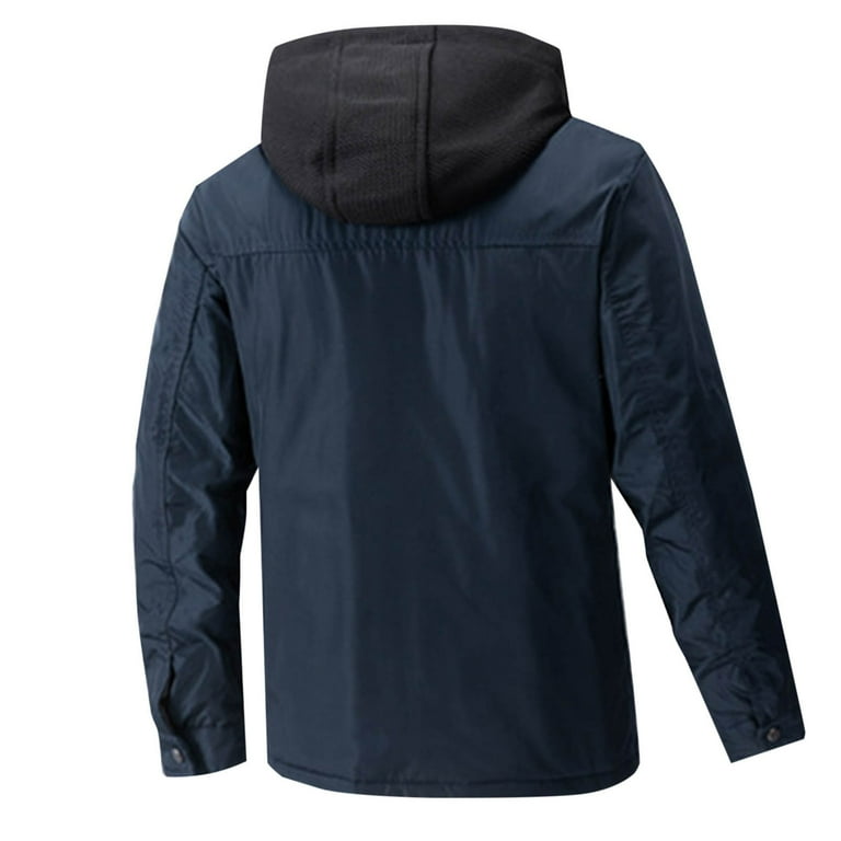 Oammyan Mens Warm Winter Cargo Coat Men's Layered Look Fleece