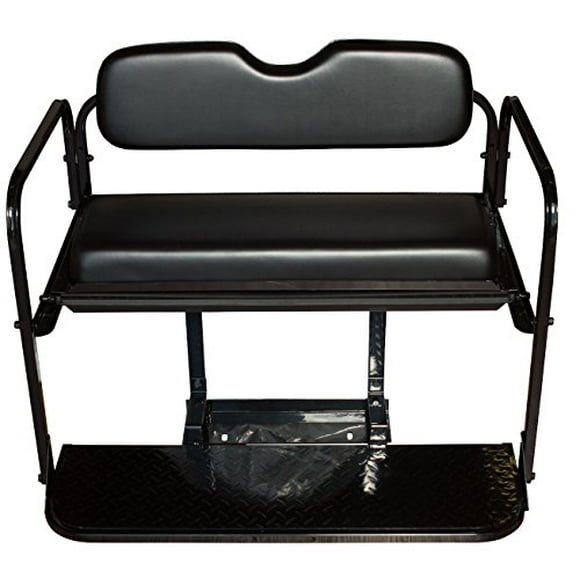 Performance Plus Carts EZGO TXT Golf Cart Flip Folding Rear Back Seat Kit - Black Cushions