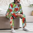 thumbnail image 5 of Mens Pajamas Set, Cute Toucan Parrot Flowers Leaves Button Down Long Sleeve Loungewear Sleepwear Pjs sets for Men, 5 of 5