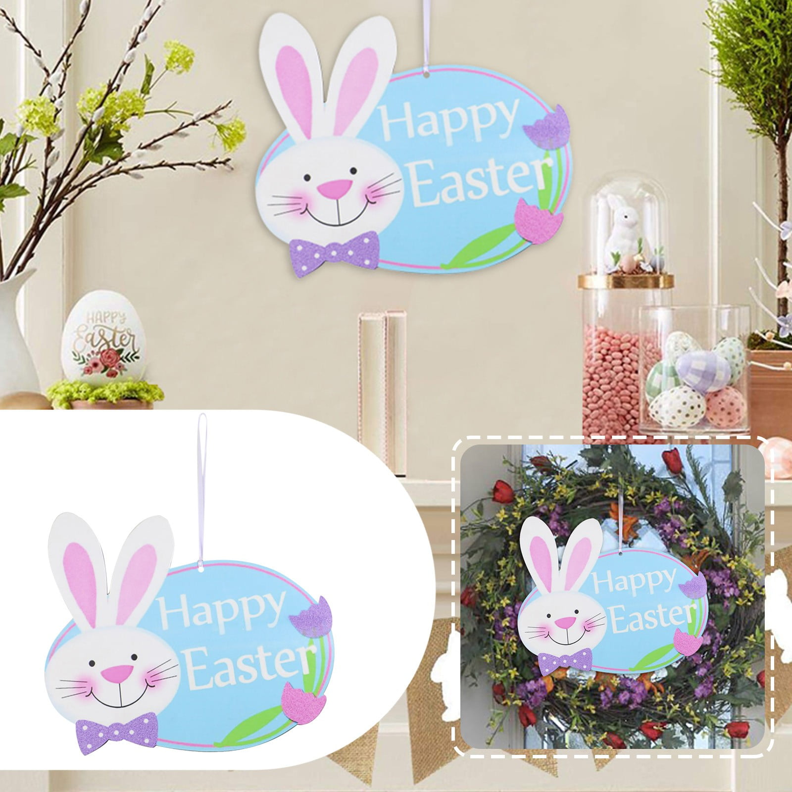 Easter Egg Rabbit Non-woven Festival Party Hanging Ornament Home Window Decor 
