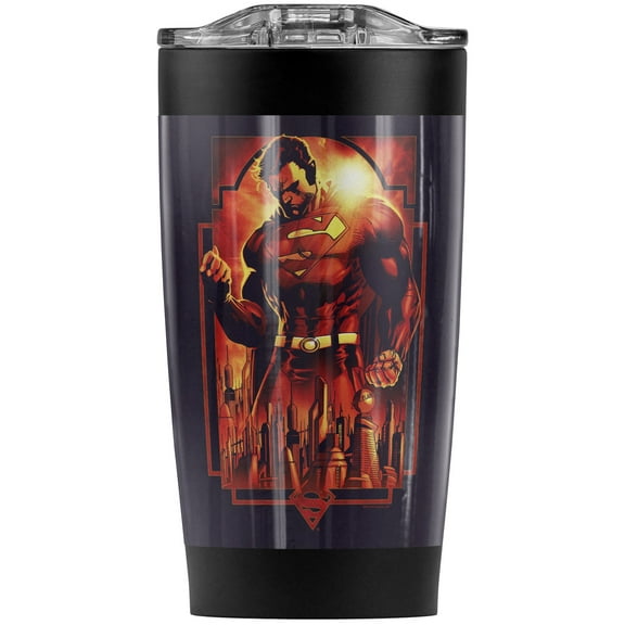 Superman Metropolis Deco Stainless Steel Tumbler 20 oz Coffee Travel Mug/Cup, Vacuum Insulated & Double Wall with Leakproof Sliding Lid | Great for Hot Drinks and Cold Beverages