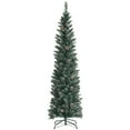 thumbnail image 1 of Costway 6ft Unlit Snowy PVC Artificial Slim Christmas Pencil Tree w/Pine Cones, 1 of 9