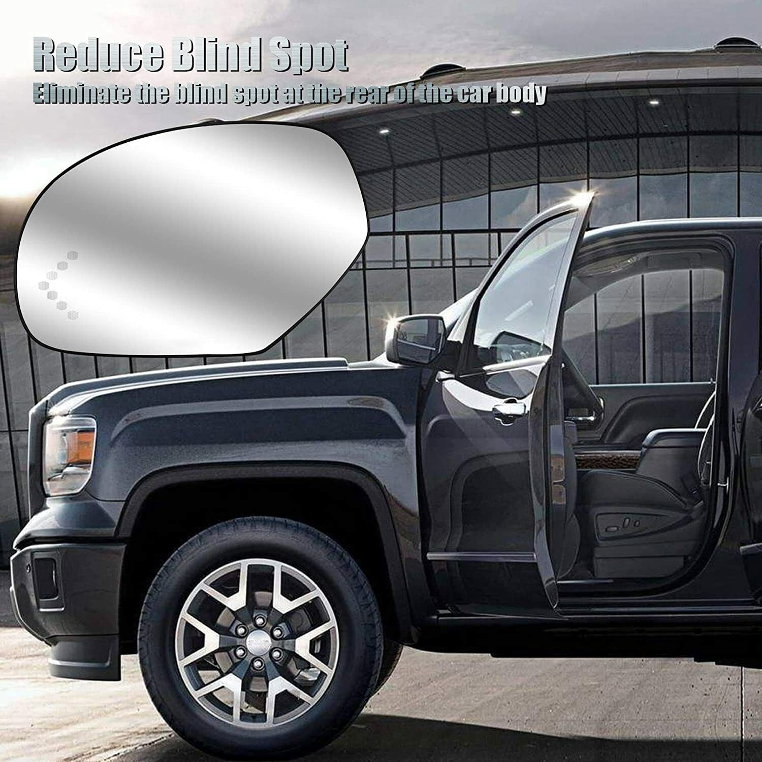 Left & Right Heated Side Mirror Glass – Replacement For 2007-2014 Chevy Silverado, GMC Sierra, Tahoe, Suburban