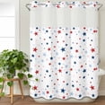 thumbnail image 3 of Independence Five-pointed Star Shining No Hook Shower Curtain Waterproof,Bathroom Curtains with Snap in Liners and See Through Top Window,White American Flag Day Bathtub Curtains Shower 48"Wx72"L, 3 of 8