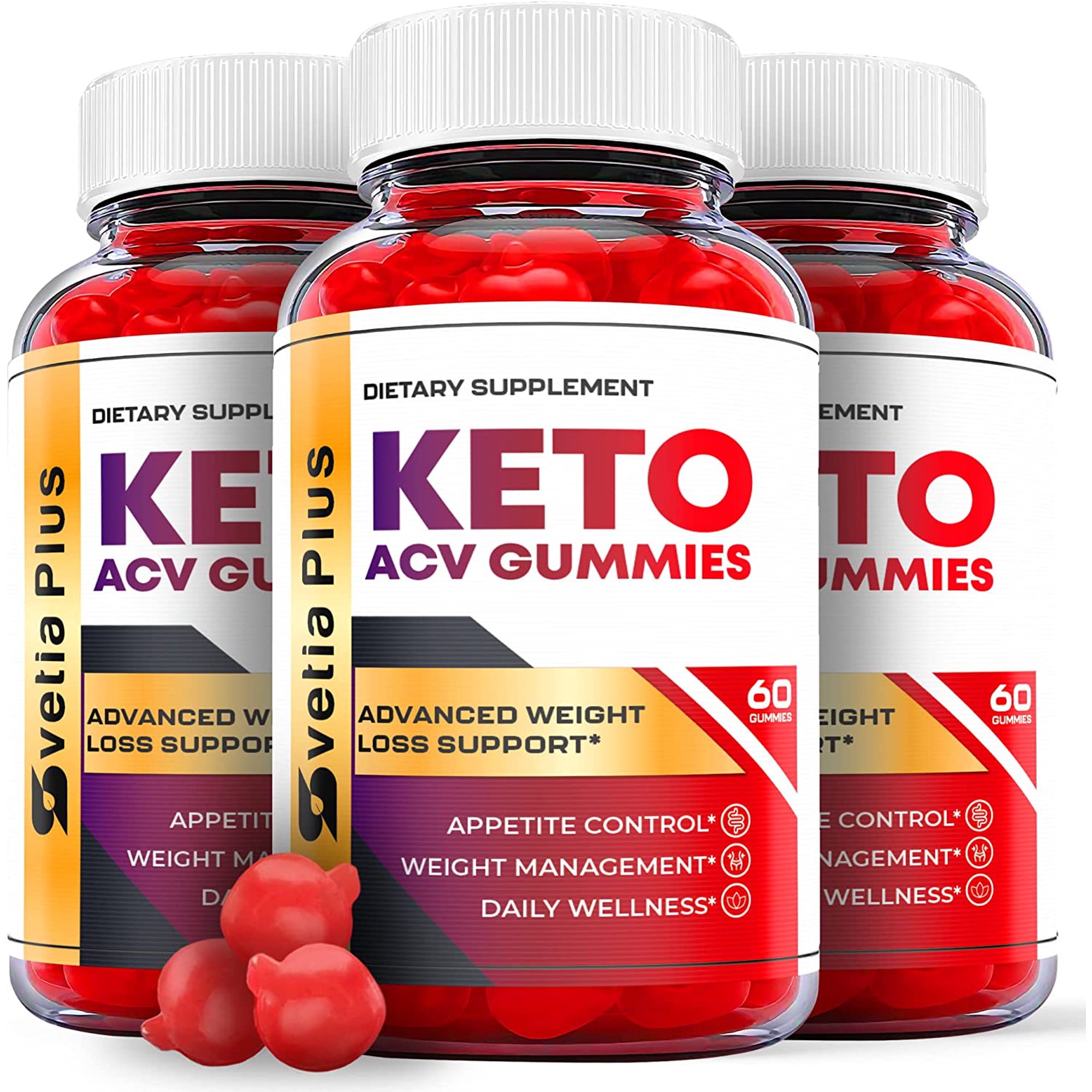(3 Pack) Vetia Plus Keto ACV Gummies - Supplement for Weight Loss - Energy & Focus Boosting Dietary Supplements for Weight Management & Metabolism - Fat Burn - 180 Gummies