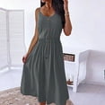 thumbnail image 1 of Gspmoly Robes pour Femmes, Robe Mode Sans Manches Unie à Col Rond et Mi-Mollet pour le Printemps et l'Été, Robes de Travail pour Femmes Offres du Jour, 1 of 8