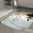 thumbnail image 2 of 1pc Zen Stones with Pink Lotus Absorbent Non-Slip Bathroom Thickened Flannel Rug Decor,Soft,Quick Drying,Suitable For Indoor/outdoor Use,Bathrooms,Bedrooms,Kitchens,Terrace,Laundry Rooms,16"x24", 2 of 9