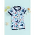 thumbnail image 2 of Toddler Baby Boy One Piece Swimsuit Infant Short Sleeve Zipper Bathing Suit Rash Guard Swimwear Beachwear Sunsuit, 2 of 7