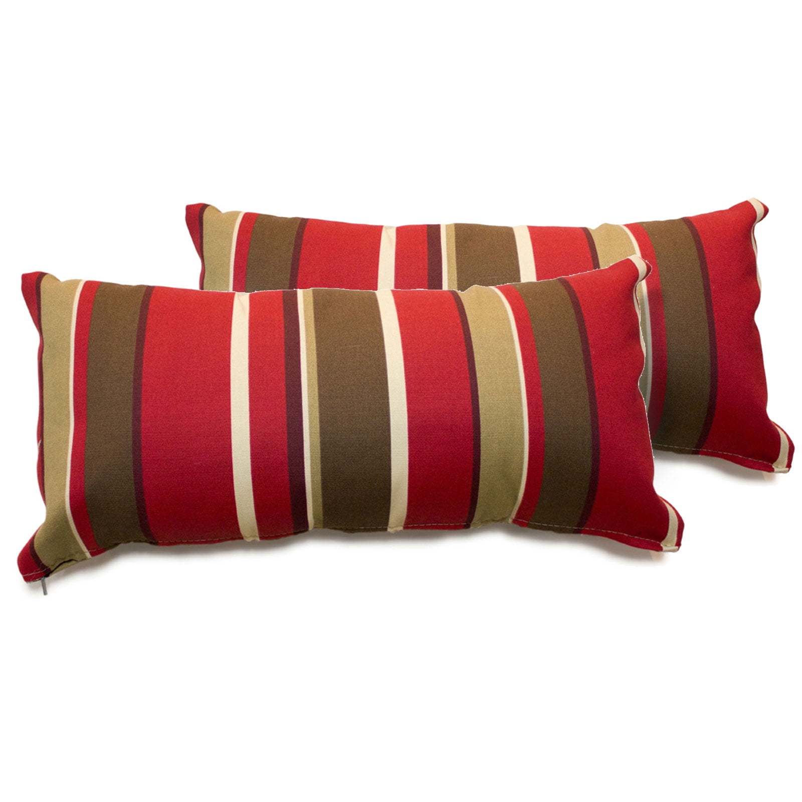 Red Stripe Outdoor Throw Pillows Set of 2