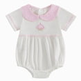 thumbnail image 3 of Baby Onesies Girl Mushroom Print Short Sleeve Bubble Romper Oversize Cotton Bodysuit, 3 of 7