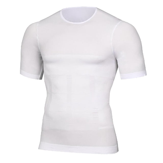 Hombres Adelgazamiento Compresión Fitness Abs Pecho Barriga Gimnasio Body Shaper Blanco M Sunnimix body shaper para hombres