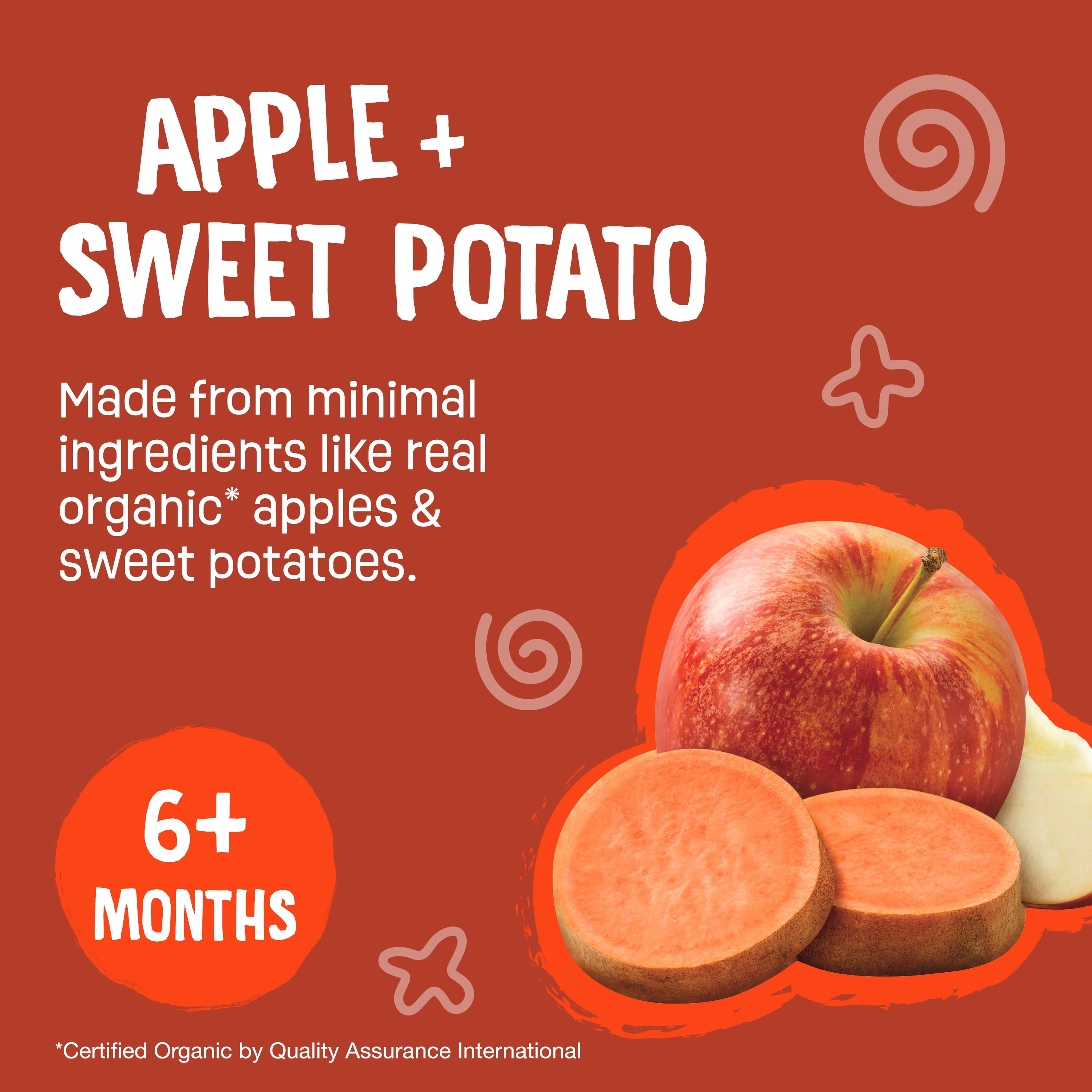 Earth's Best Organic Stage 2 Baby Food, Apple Sweet Potato Puree, 3.5 oz Pouch