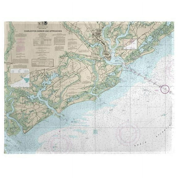 Betsy Drake PM11521 14 x 18 in. Charleston Harbor & Approaches, SC Nautical Map Place Mat - Set of 4