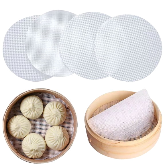 HYCSC Silicone Steamer Liners, 14 Inch Reusable Silicone Air Fryer Liners, Non-Stick Bamboo Steamer Liner, Silicone Steamer Mat Dim Sum Mesh for dumpling steamer, air fryer(4PCS)