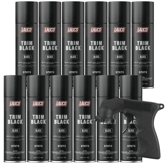 Trim Black Gloss Aerosol Spray Paint 13 oz with Spray Gun 12 Pack