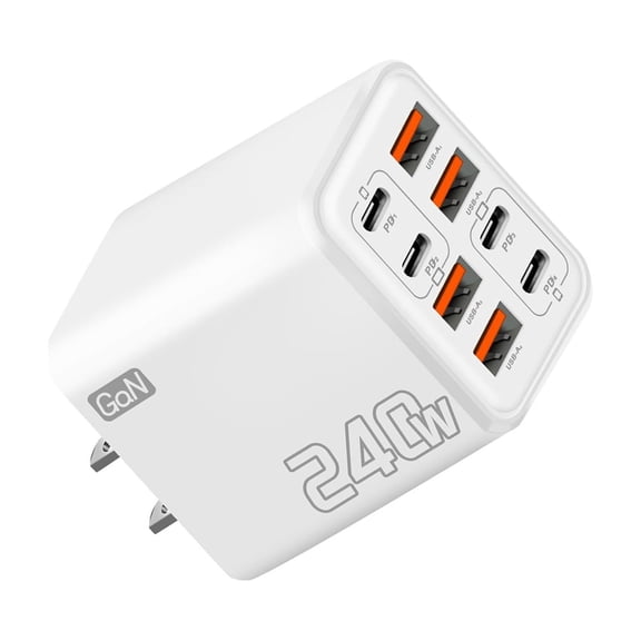 Advanced 240W GaNs Chargers 8 Port Fast Charging Station USB C and USB A for Home Offices and Travel