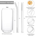 thumbnail image 2 of 4 Pack Glass Cups Set 16oz Drinking Glasses with Bamboo Lids and Straws Beer Glass Tumbler for Mojito Soda Smoothies Whiskey Iced Coffee Cocktail Tea Juice, 2 of 6
