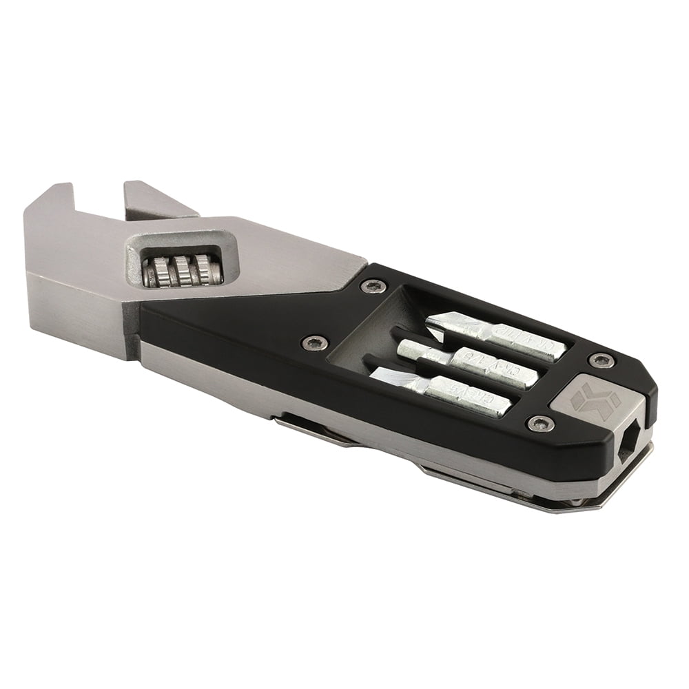Adjustable Wrench MultiTool, Black/Brushed Stainless Steel, 7in1
