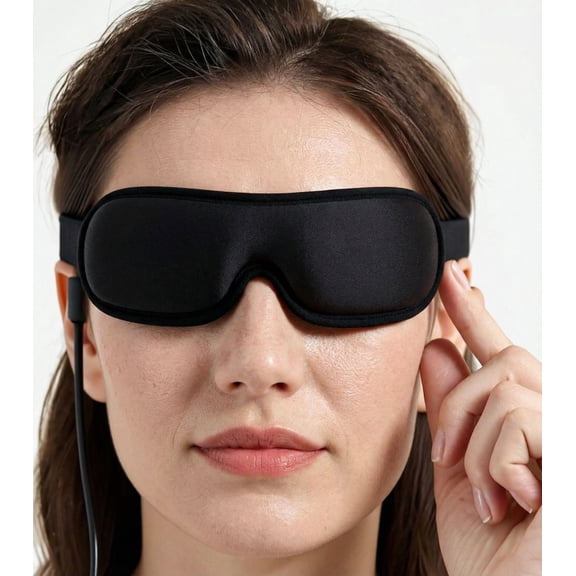 FACEMOON USB Powered Heated Eye Mask for Dry Eyes Relief, Washable, for Travel, with Replaceable Cover, black