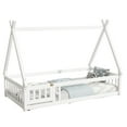 thumbnail image 5 of Miniyam Twin Floor Bed for Kids with House Frame, Guardrails and Lockable Door, White, 5 of 7