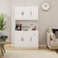 thumbnail image 2 of 71" Kitchen Sideboard With Storage - White. Adjustable Shelves, Painted Cabinet Drawer Modern Style,, 2 of 7