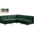 thumbnail image 3 of Meridian Furniture Alina Green Velvet Modular Sectional, 3 of 16