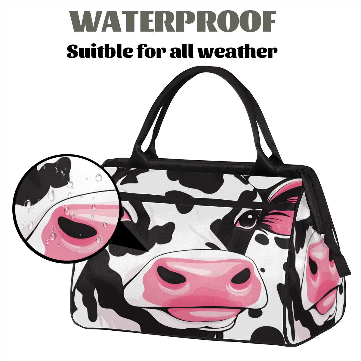 Herdesigns Cow Weekender Travel Duffel Bag Funny Carry On Overnight Gym Hospital Bag Personal Item Travel Bag