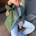 thumbnail image 1 of Chaquetas De Mujer Chaquetas de mujer Casual Y2K Abrigos de manga larga PU Cuero Sólido Prendas de abrigo (Verde M) Kuymtek para Mujer Verde T XL, 1 of 8