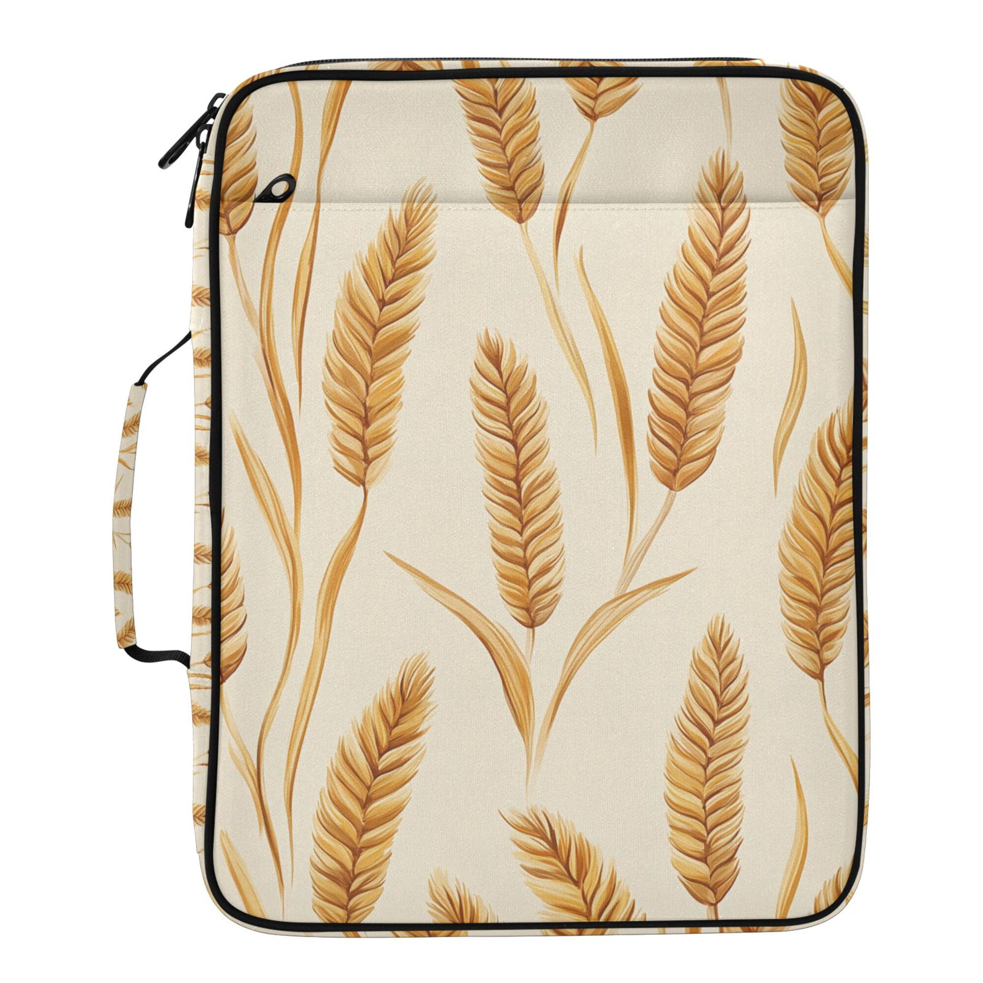 FORMRS Accordion File Folder A4 Size 7-Pocket Expanding Document Organizer Bag with 3 Ring Binder, Wheat Ears Pattern