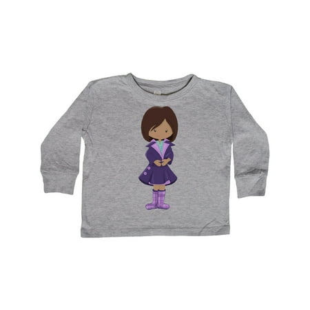 

Inktastic African American Girl Fashion Girl Purple Coat Gift Toddler Toddler Girl Long Sleeve T-Shirt