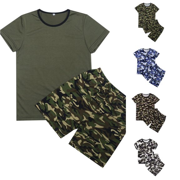 Yuhangmm Boys Girls T Shirts And Shorts Summer Short Set Graphic T Shirts Set 4t Boy Outfits Army Green 3-4 Years
