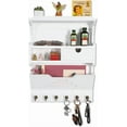 thumbnail image 2 of Wall Mount Mail Organizer with Storage Drawer and 6 Hooks, Easy Installation Key Rack for Entryway and Home Decor, Luxury White, 2 of 12