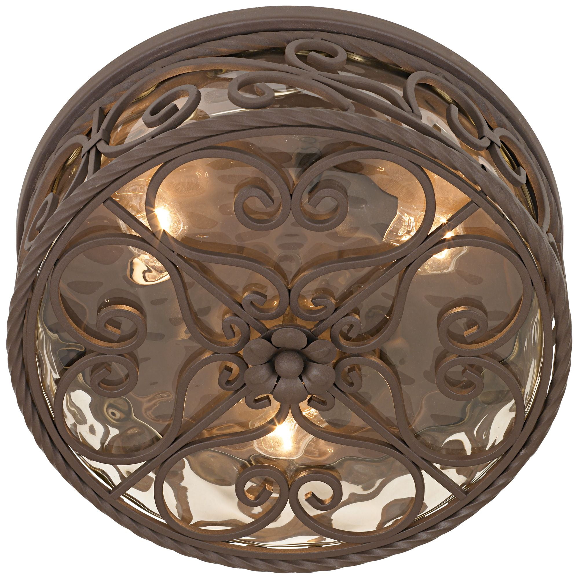 John Timberland Casa Seville Rustic Farmhouse Flush Mount Outdoor Ceiling Light Fixture Dark Walnut 5" Champagne Water Glass for Post Exterior Barn