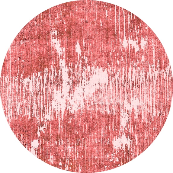 Ahgly Company Indoor Round Abstract Red Modern Area Rugs, 8' Round