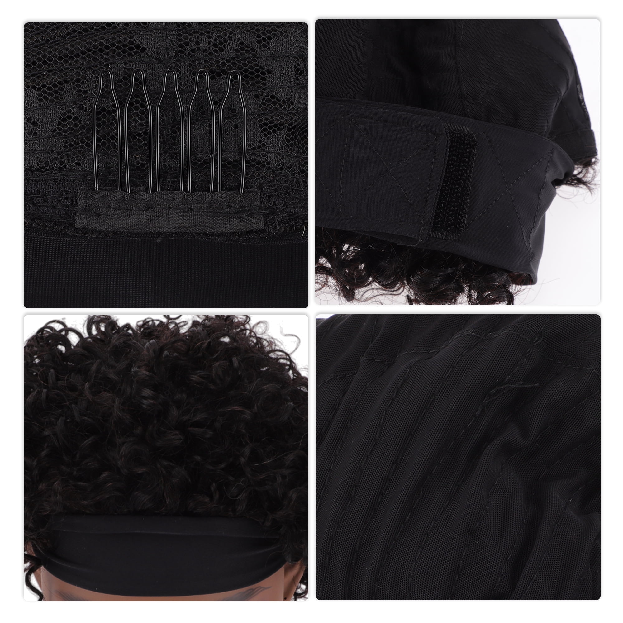 Unique Bargains 1 Pc Medium Wave Curly Short Hair Hair Wig Real Human Hair 6in Human Wig Black for Women