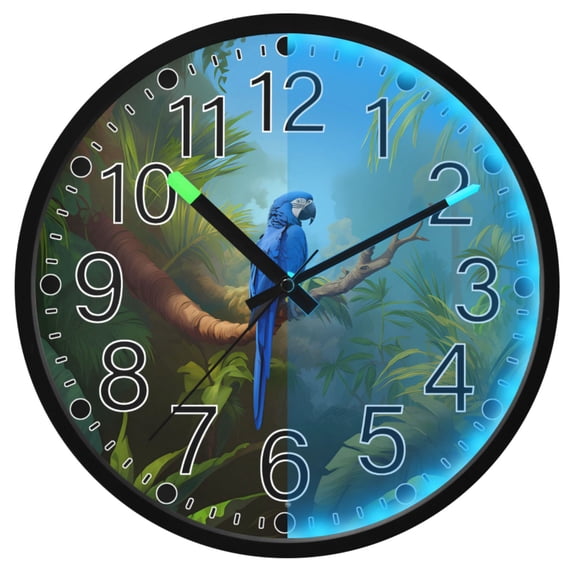 Ryvnso Bird in Forest 12 Inch Night Light Wall Clock Silent Battery Operated Luminous Clocks