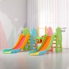 Cjhdym Toddler Slide, Double Slide, 3 in 1 Slide Swing Climber Playset, with Basketball Hoop, Indoor Outdoor Playground for Kid Toddler Unisex - Multicolor