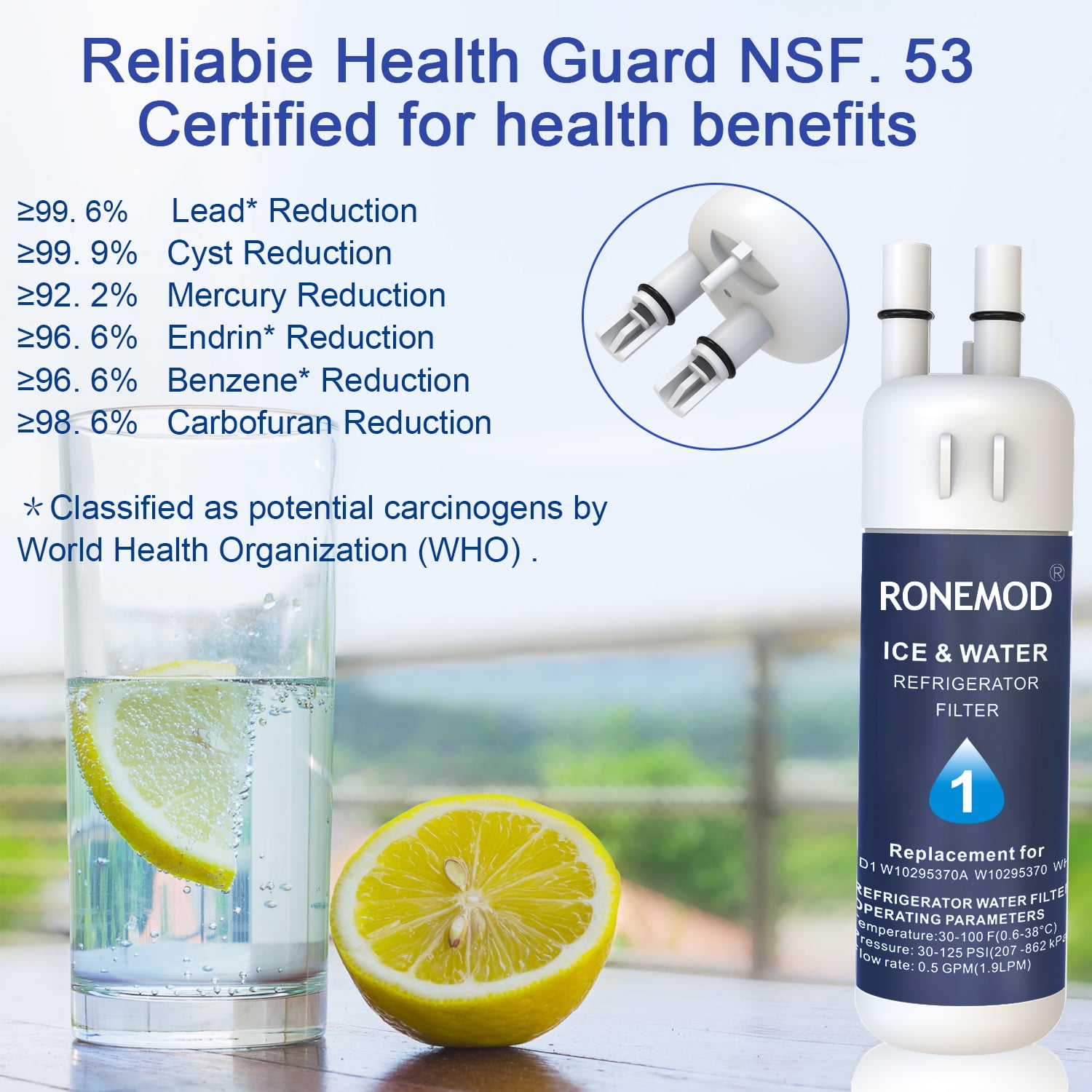 EDR1RXD1 Water Filter 1 Replacement Compatible with WHR1RXD1 W10295370A 9081 469081 469930 9930 EDR1RXD1B,3 Pack