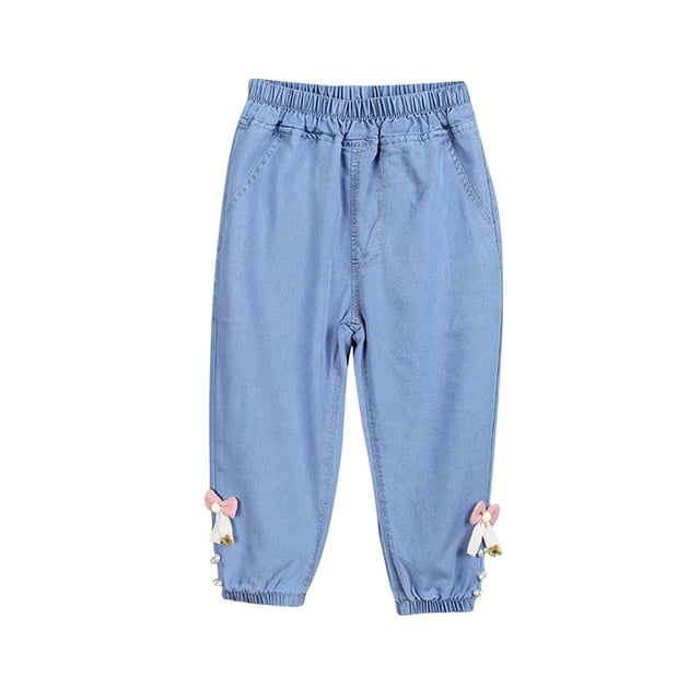 Odeerbi 1-6 Años Niñas Primavera Verano Pantalón Vaquero Con Lazo Pantalón Vaquero Vaquero Vaquero Suelto de Exterior
