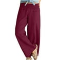 thumbnail image 2 of Gaecuw Wide Leg Linen Pants for Women Palazzo Pants Relaxed Fit Long Pants Lounge Trousers Sweatpants Casual Loose Baggy Pants High Waisted Linen Summer Ankle Length Workout Pants with Pockets Solid, 2 of 7