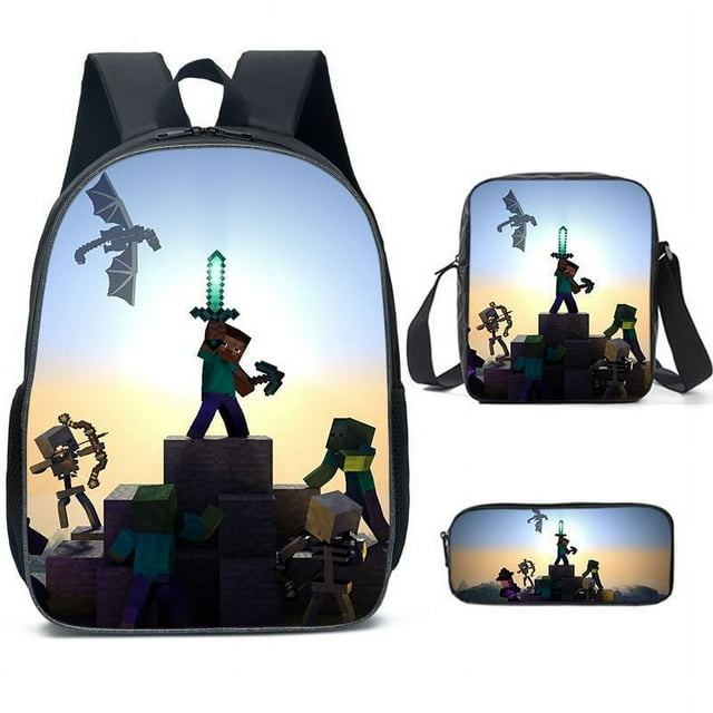 MINECRAFT school bag backpack three-piece set lunch bag stationery bag