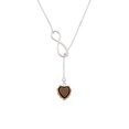thumbnail image 2 of Delight Jewelry Silvertone Brown & Black Heart with Orange Ruffles Silver tone Elegant Infinity Lariat Necklace, 2 of 4