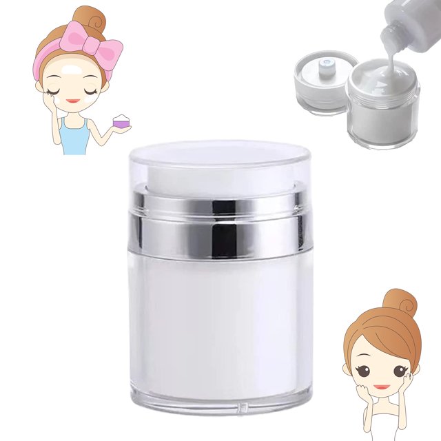 Moisturizer Container, Vacuum Moisturizer Jar, Empty Acrylic Makeup Cosmetic Jar Containers with Pump, Refillable Travel Cream Jar Vacuum Bottle, Portable Cosmetic Container