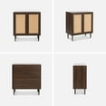 thumbnail image 2 of EYYTHUNG Accent Storage Cabinet with Rattan Doors Set of 2, Small Wood Cabinet Decorative Buffet Farmhouse Credenza, Walnut, 2 of 6