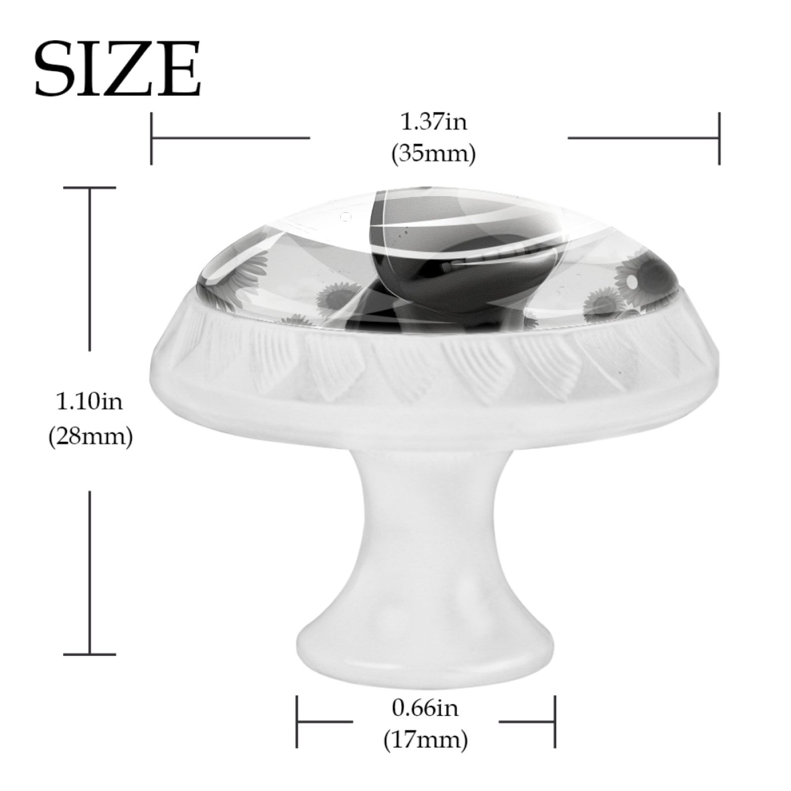 4 Pcs Cow and Sunflower Knobs for Kitchen Cabinet Cupboard Dresser Bookcase Drawer Pulls Handles Round Home Decor