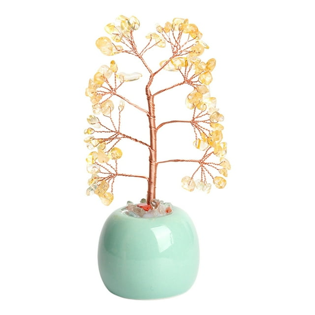 Decoraciones de Oficina para el Trabajo Árbol de Cristal Natural, Piedra Aplastada, Decoración de Tarro Colorido, Decoración de Oficina Decoraciones de Cristal para el Hogar