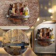 thumbnail image 3 of Wooden Vintage Whiskey Barrel Shelf Rustic Wall-Mounted Bourbon Liquor Bottle Display Rack Home Bar Storage, 3 of 5