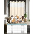 thumbnail image 6 of No Hook Cloth Fabric Shower Curtain with Snap in Liner, Cartoon Cat Waterproof Shower Curtains Set with See Through Top Window, Modern Simple Funny Cute Animals Art Bath Curtains Shower 72"x78", 6 of 6