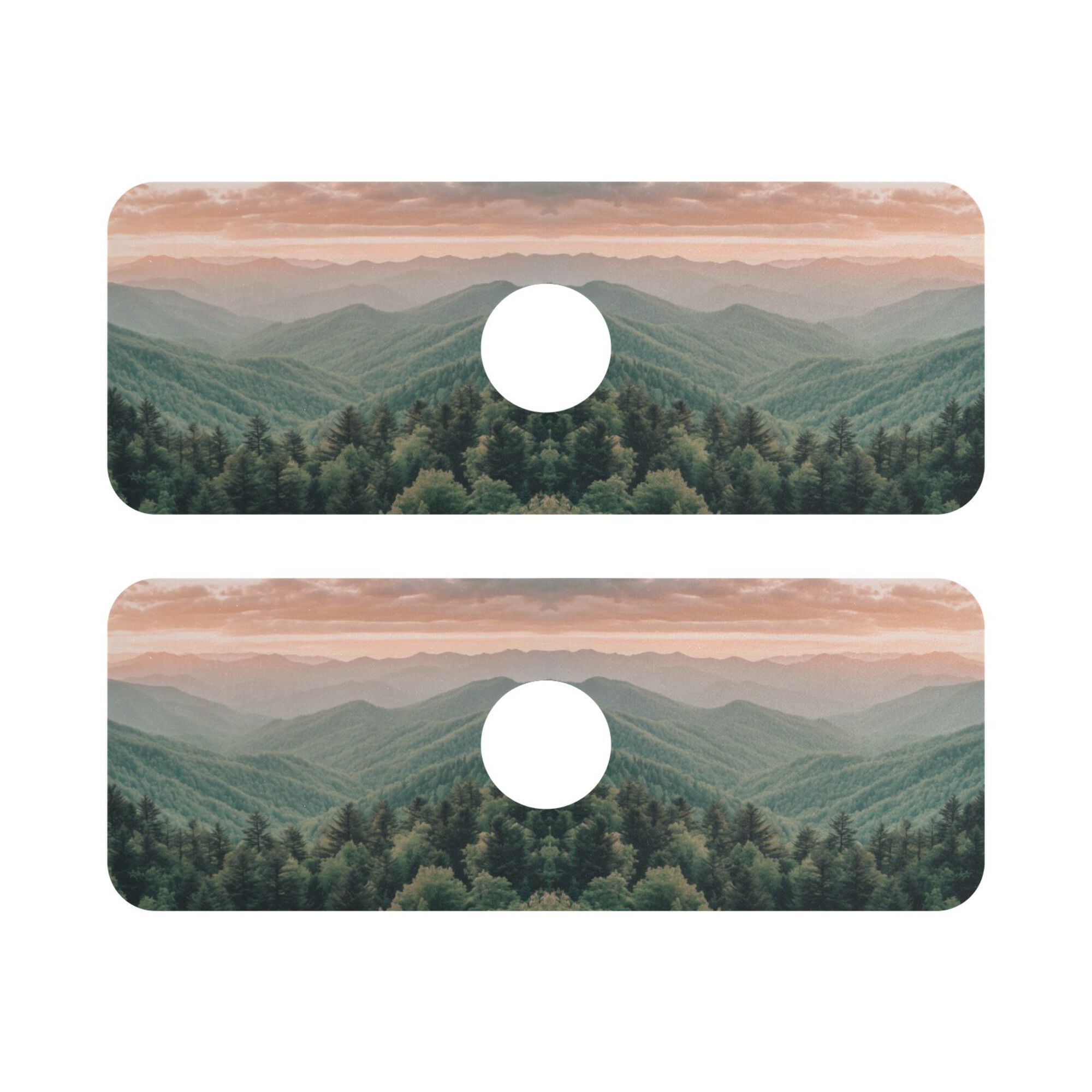 Yayeee Faucet Mat for Kitchen Sink 14.7" Diatomite Long Splash Guard Pad, Mountains at Dawn, 2 Pack