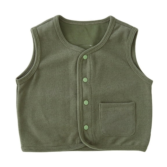 Odeerbi Toddler Boys Girls Winter Thermal Sweater Vest Lightweight Knit Gilet Vest New Middle Large Basic Layering T-shirt Spring Fall Thickened Outside Shoulders Waistcoat Olive Green
